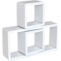 SONGMICS Estante de Pared- Juego de 3 Estantes Flotantes de Cubo- Estantes Decorativos de Almacenamiento- Estantes de…